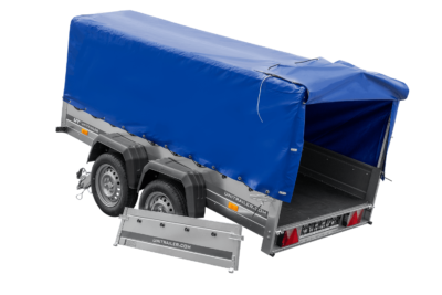 UNITRAILER GARDEN TRAILER ANHÄNGER 264/2 KIPP MIT STÜTZRAD, RAHMEN H-800 UND BLAUER ABDECKUNG - Bild 8